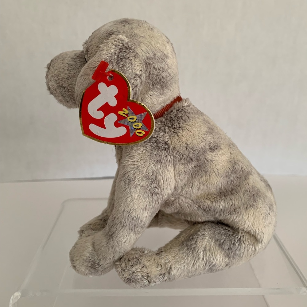 Vintage NWT Beanie Baby Ty Tricks Dog 2000 Retired Cream Gray Friend Puppy - Picture 4 of 16